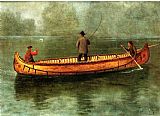 Fishing Canvas Paintings - Fishing from a Canoe